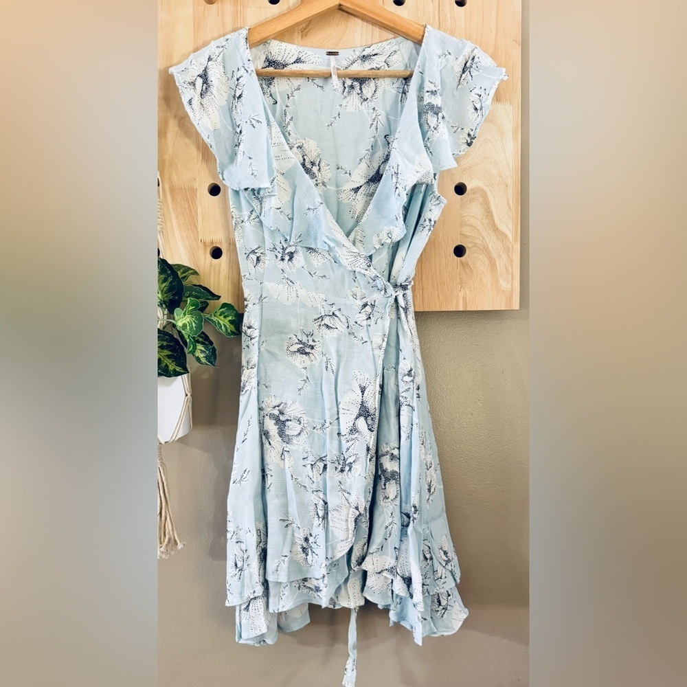 Free People Blue Ruffled Wrap‎ Mini Dress - Picture 5 of 5